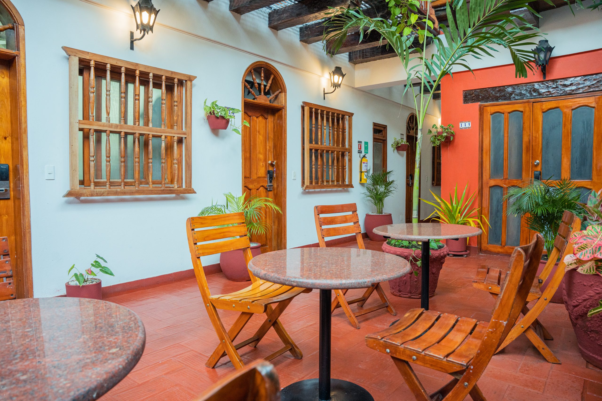 View at inside patio at Hotel 3 Banderas in Cartagena.
